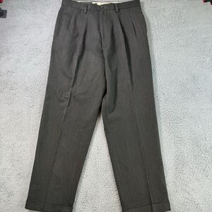 Vtg Gap Premium Pants Mens 34x31 Grey 100% Wool Pleated Cuffed Dress Pants